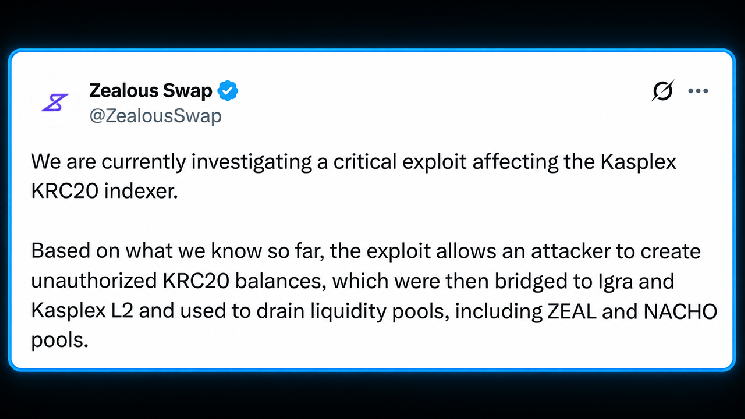 Kasplex KRC-20 Indexer Signature Bypass Drains Two Token Pools