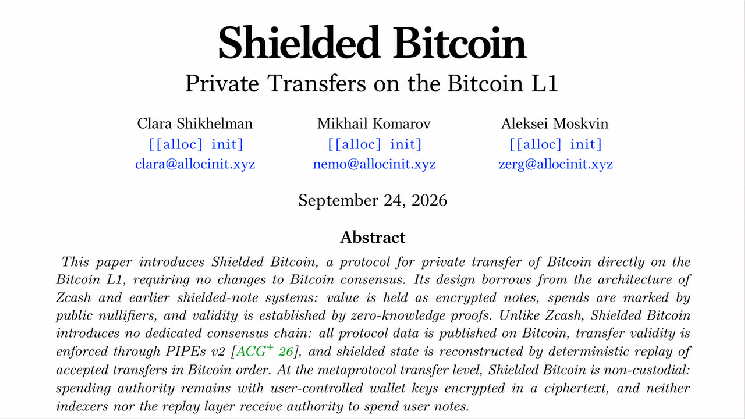 Shielded Bitcoin Proposal Aims to Bring Privacy to Bitcoin L1